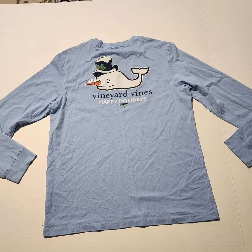 Vineyard Vines Size L / 16  long sleeve shirt Happy Holidays Christmas